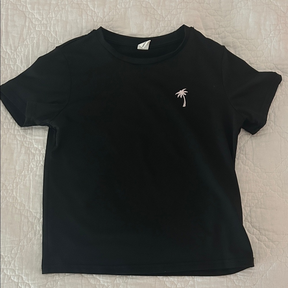 Black Kids T-Shirt with Palm Tree Design